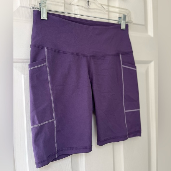 Jessica Simpson Active Purple High Waist Pocket Biker Shorts S - Picture 4 of 11